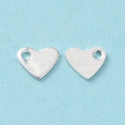 ステンレススチールチャーム201個  空白タグのスタンプ  ハート  銀  7x6x1mm  穴：1mm&nbsp;STAS-L234-046S
