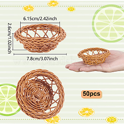 50 Stück handgewebte Mini-Rattankorb-Ornamente aus Kunststoff&nbsp;DIY-WA0001-18