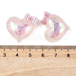 Coeur en résine époxy transparente avec cabochons décodens bowknot&nbsp;CRES-M034-07B
