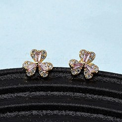 Серьги-гвоздики из латуни с микропаве и кубическим цирконием&nbsp;EJEW-K267-34G