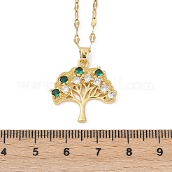 Латунные подвески из кубического циркония с подвеской «дерево жизни»&nbsp;LS-NJEW-D309-01G-A