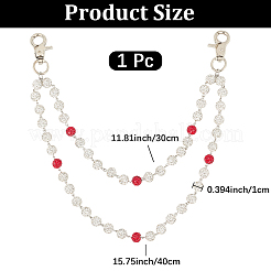 1 pieza de cinturón de cadena con cuentas redondas de arcilla polimérica y rhinestone para mujer&nbsp;AJEW-CN0007-10B