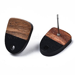 Серьги-гвоздики из непрозрачной смолы и орехового дерева MAK-N032-026A-B01