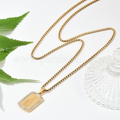 Мужские ожерелья с подвеской в виде Девы Марии из нержавеющей стали 201 с микропаве из прозрачных кубических цирконий&nbsp;NJEW-S387-01G