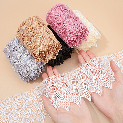 18ヤード 6色刺繍レーストリムリボン  縫製工芸用  ミックスカラー  3-1/2インチ（90mm）  3ヤード/カラー&nbsp;OCOR-BC0001-57