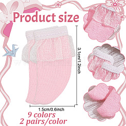 18 пара коротких носков из двухцветной ткани с кружевом для кукол AJEW-GO0001-92