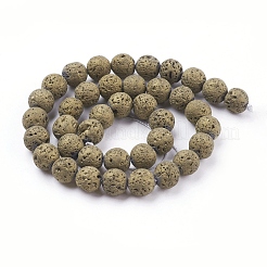 Fili di perline di roccia lavica naturale elettrodeposte con placcatura sotto vuoto in PVD&nbsp;G-K259-58-10mm-08