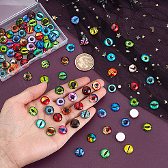 100 шт. полукруглые/купольные стеклянные кабошоны с принтом в виде драконьего глаза&nbsp;GLAA-GA0002-28