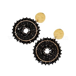 Плоские круглые стеклянные бусины из нержавеющей стали 304&nbsp;FS-WG93238-02