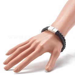 Bracciali multifilo con perline tonde in pietra mista naturale&nbsp;BJEW-JB06566