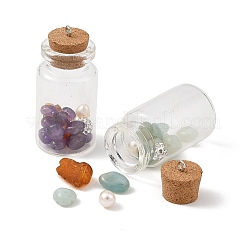 Pendentifs en préhnite naturelle / perle de culture d'eau douce / argile polymère / strass / ambre naturelle / améthyste / aventurine bleue / grenat / quartz rose&nbsp;PALLOY-JF05963