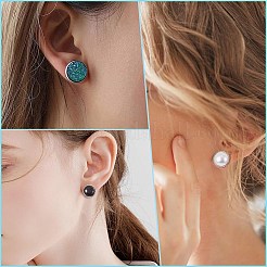 40 шт. 4-цветные плоские круглые серьги-гвоздики из нержавеющей стали 304 STAS-SC0006-65