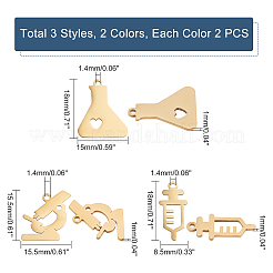 12 шт. 6 стиля ионного покрытия (IP) 201 подвески из нержавеющей стали&nbsp;STAS-UN0032-19