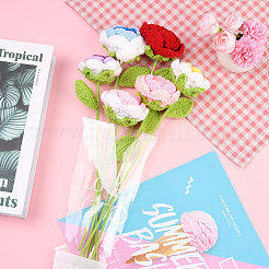 6шт. 6-х цветный вязаный крючком полиэстеровый искусственный цветок&nbsp;AJEW-SC0031-26