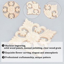 Artisanat d'applique onlay sculpté en bois massif naturel&nbsp;WOOD-WH0101-70