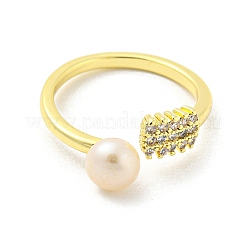 Прямоугольные открытые манжеты из латуни с микропаве с кубическим цирконием RJEW-H220-38G