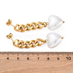 Серьги-гвоздики в форме сердца из нержавеющей стали 304 EJEW-Z082-01G