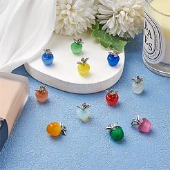 10 шт. яблоко драгоценный камень подвеска кристалл кварц исцеление натуральный камень подвески розовая серебряная пряжка для ювелирных изделий ожерелье серьги изготовление ремесел JX525A