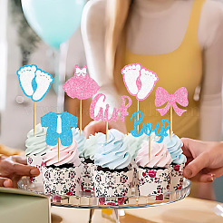 Tortenaufsätze aus Papier und Glitzerpailletten mit Bambusstab&nbsp;DIY-WH20088-001