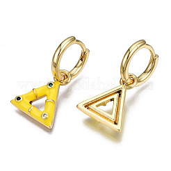 Серьги-кольца из латуни с микро-паве из фианита&nbsp;EJEW-T014-43G-NF