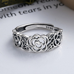 Полые розы 925 стерлингового серебра регулируемые кольца для женщин FS-WGC8A12-01