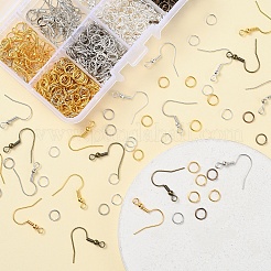 キットを見つけるDIYイヤリング  鉄の丸カンとピアスフックを含む  真鍮製リング  410ステンレススチールの尖ったピンセットと45#カーボンスチールのニードルノーズプライヤー  ミックスカラー  903個/セット&nbsp;DIY-YW0002-36