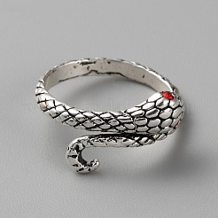 Кольцо-манжета из сплава в виде змеи со стразами&nbsp;RJEW-WH0002-22