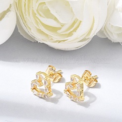 Boucles d'oreilles en laiton avec zircone cubique de micro pave&nbsp;KK-CBA5B62-01B-G