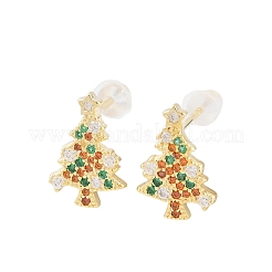 925 стерлингового серебра кубического циркония серьги стержня&nbsp;EJEW-F394-01B-G