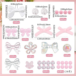 100 個 10 スタイル不透明 & 透明アクリルビーズ  蝶結びと花と丸  ミックスカラー  8~24.5x8~34x5.5~16mm  穴：1.2~3mm  10個/スタイル&nbsp;MACR-SC0002-22