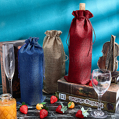 20 шт. 10-х цветные мешочки для упаковки винных бутылок из мешковины&nbsp;ABAG-BBC0001-31