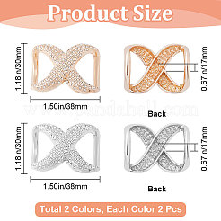 4 шт. 2-цветные пряжки-банты со стразами из сплава с угловыми узлами FIND-GF0005-32