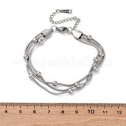 Mehrreihige Kugelarmbänder aus Edelstahl&nbsp;BJEW-L687-01P
