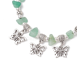 Естественный зеленый бисерные браслеты авантюрин чипов&nbsp;BJEW-JB11819-02