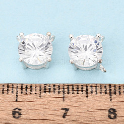 925 плоская круглая подвеска из серебра {925} пробы с прозрачным фианитом и паве&nbsp;STER-T008-69S-03