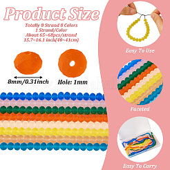 8 нитка 8 цвета прозрачные стеклянные бусины нити&nbsp;GLAA-TA0002-20