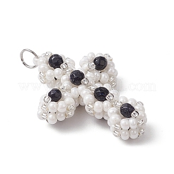 Подвески-кресты из стеклянного бисера&nbsp;PALLOY-MZ00642-03