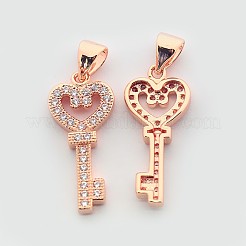 Ottone micro spianare zirconi pendenti chiave scheletro&nbsp;ZIRC-N009-28M