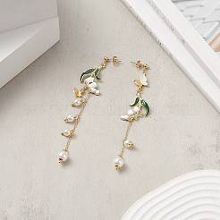 Асимметричные серьги из сплава эмали цветок с бабочкой EJEW-JE05203