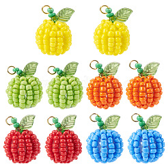 10 шт. 5 стиля стеклянных бусин с фруктовыми подвесками PALLOY-TA00221