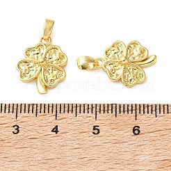 真鍮チャーム  ハンマー加工のクローバーチャーム  18KGP本金メッキ  16.5x13x3mm  穴：5x2.5mm&nbsp;KK-CBA9FD2-06G
