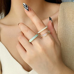4 комплект 2-х цветных акриловых колец для женщин RJEW-GO0001-23