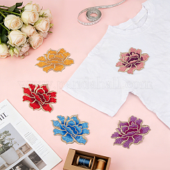 10個 5色 牡丹 ポリエステル 刺繍 装飾品 アクセサリー  衣類の縫い付けパッチ  ウェディングドレスに適しています  パフォーマンスウェア  ミックスカラー  90x120x1.5mm  2個/カラー&nbsp;DIY-BC0018-08