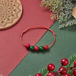 Браслет из деревянных круглых плетеных бусин&nbsp;BJEW-JB09927