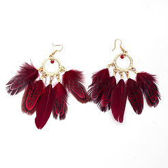 Серьги-люстры из сплава в форме перьев FS-WGC79E4-03