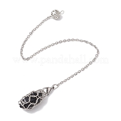 3 pièce 3 styles 304 chaîne en acier inoxydable pochette en macramé support de pierre vide pendules de radiesthésie&nbsp;PALLOY-JF02877