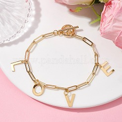 Браслеты с подвесками word love из нержавеющей стали 304&nbsp;BJEW-JB09842