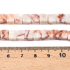 Бусы из натурального красного камня G-T139-6x6-07A