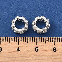 Волна плоские круглые латунные микро-паве кубические циркониевые европейские бусины KK-K300-07B-S