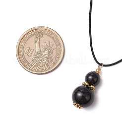 Ожерелья из натурального черного оникса (окрашенного и нагретого) в форме тыквы&nbsp;NJEW-JN05246-01